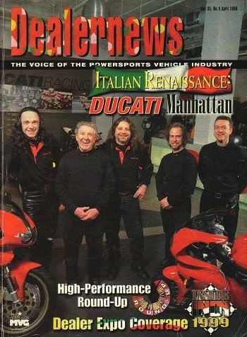 Ryan Cunningham on the cover of Dealernews magazine 1999